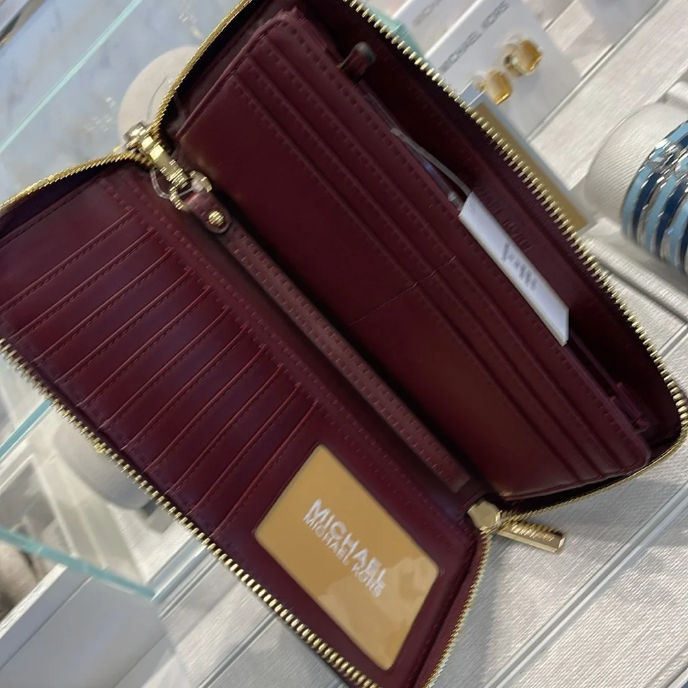 MICHAEL KORS Leather Lg Continental Wristlet Phone Wallet Exotic Print Hair Culf